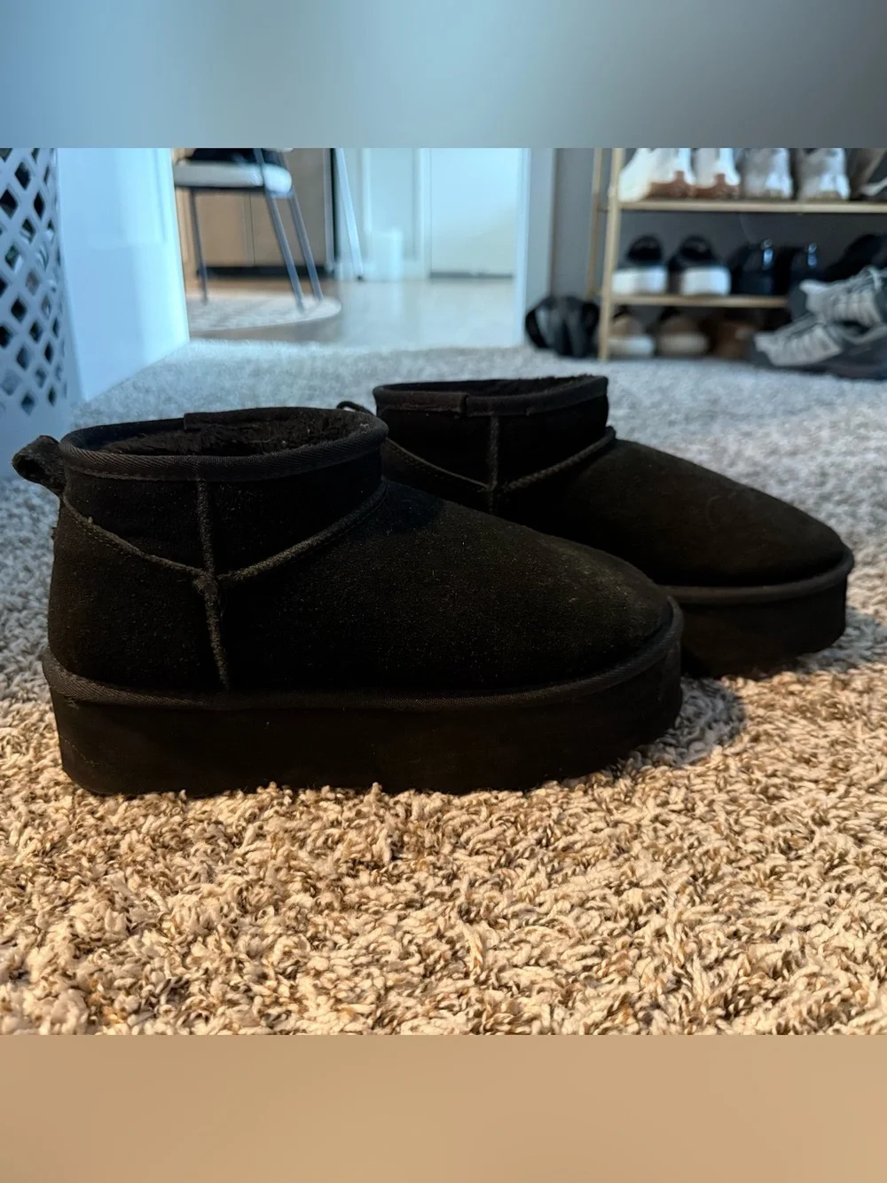 Classic Women's Short Platform Ankle Boots in Black